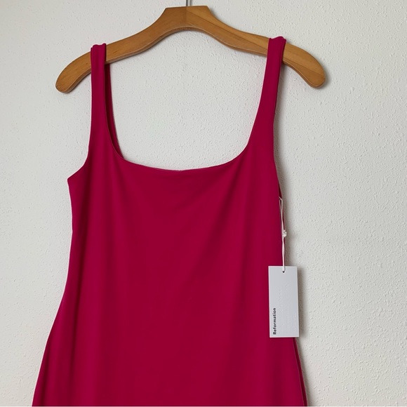 Reformation Becky Hot Pink Mini Bodycon Dress Barbiecore NWT Size Medium - Picture 3 of 10